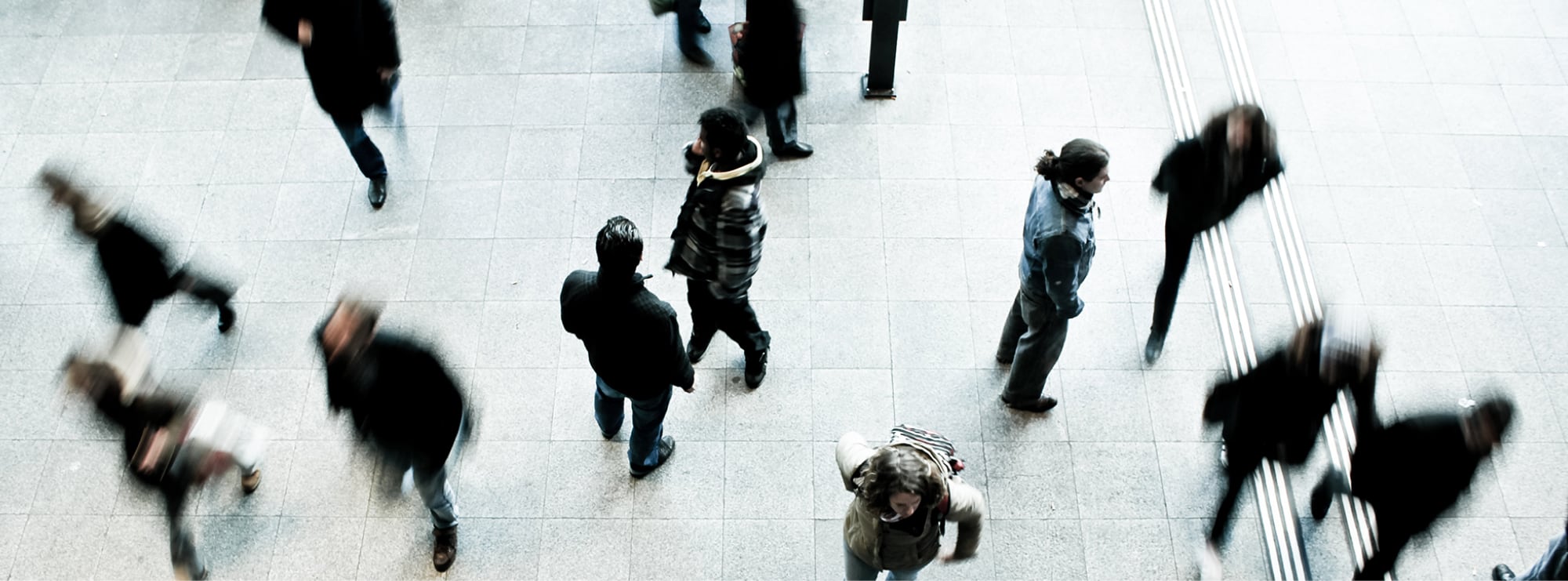Aerial view of people walking