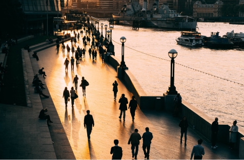 Business man walking down stairs