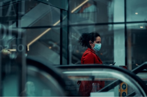 Woman walking with mask