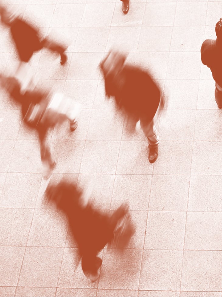 Aerial view of people walking